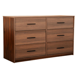 45 Inch Six Drawer Double Dresser with Fabric Wood and Steel Frame for Bedroom Storage