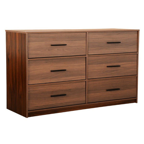 45 Inch Six Drawer Double Dresser with Fabric Wood and Steel Frame for Bedroom Storage