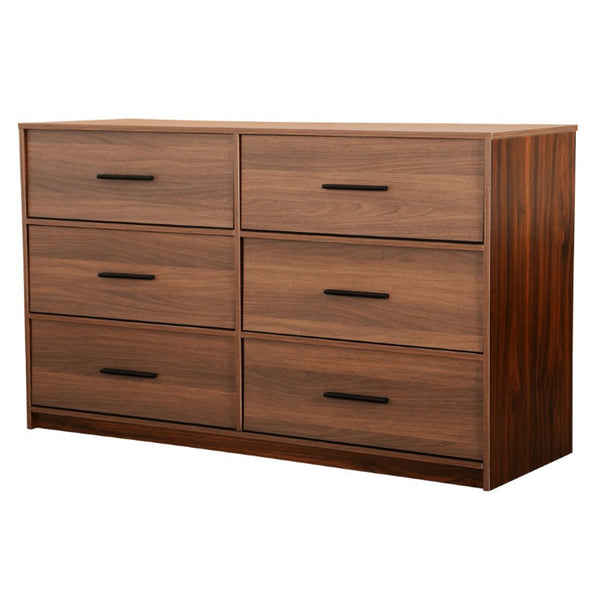 45 Inch Six Drawer Double Dresser with Fabric Wood and Steel Frame for Bedroom Storage
