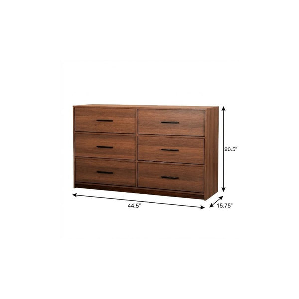 45 Inch Six Drawer Double Dresser with Fabric Wood and Steel Frame for Bedroom Storage