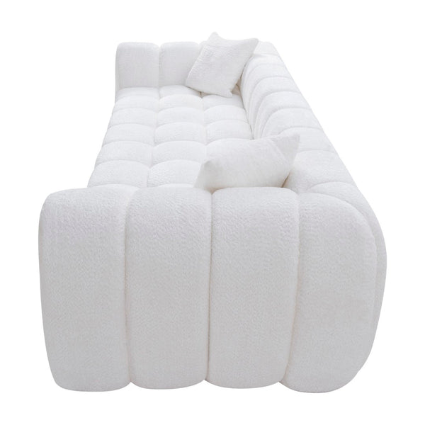 English Elm Marshmallow Cloud Sofa Oversized Boucle Four Seat Channel Tufted Living Room Couch White W5515P495925