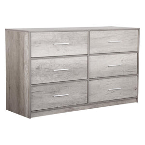 45 Inch Six Drawer Double Dresser with Fabric Wood and Steel Frame for Bedroom Storage