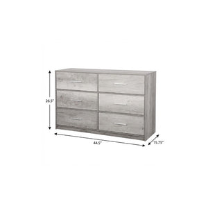 45 Inch Six Drawer Double Dresser with Fabric Wood and Steel Frame for Bedroom Storage
