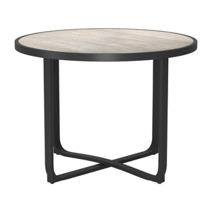 42 Inch Round Glass Top Dining Table with Sleek Aluminum Cross Leg Base in Black