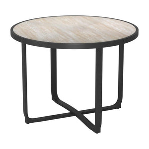 42 Inch Round Glass Top Dining Table with Sleek Aluminum Cross Leg Base in Black
