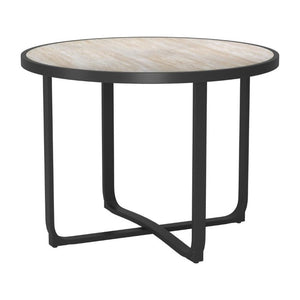 42 Inch Round Glass Top Dining Table with Sleek Aluminum Cross Leg Base in Black