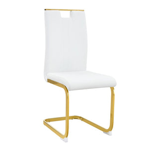 English Elm Modern Cantilever Gold Frame Pu Leather Dining Chairs Glam Set of Four W3875P372970