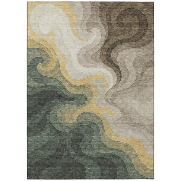 10 X 14 Abstract Polyester Area Rug Washable All Weather Patio and Living Room