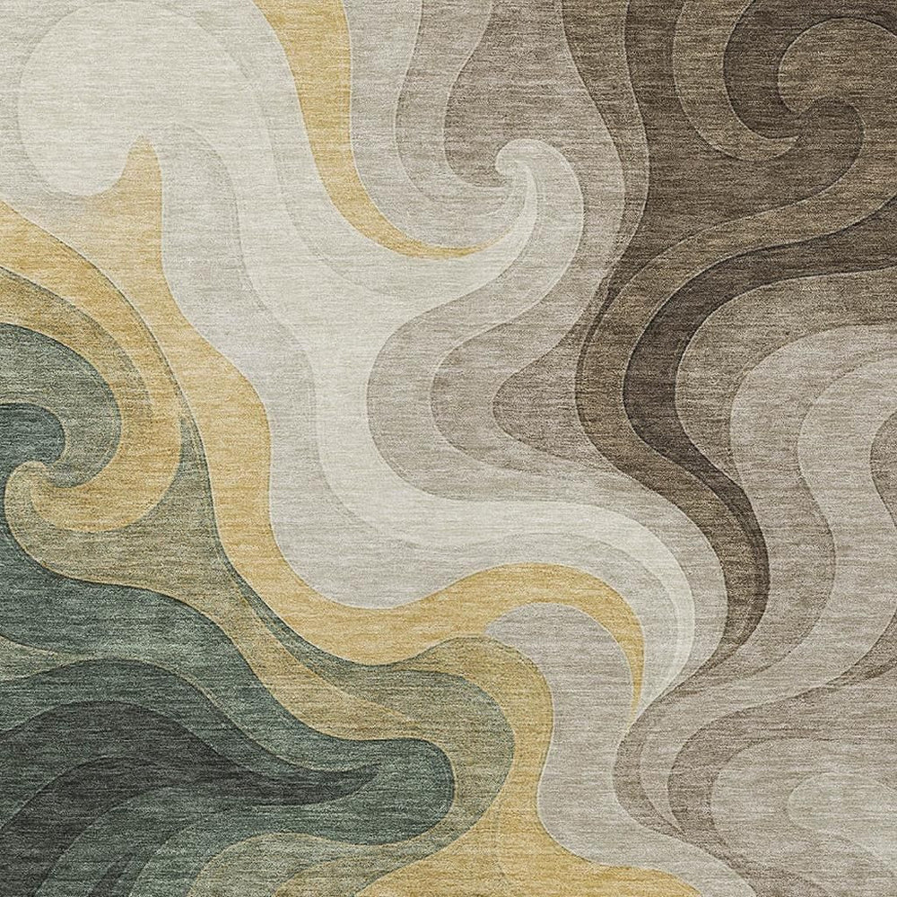 HomeRoots 10 X 14 Abstract Polyester Area Rug Washable All Weather Patio and Living Room 726130