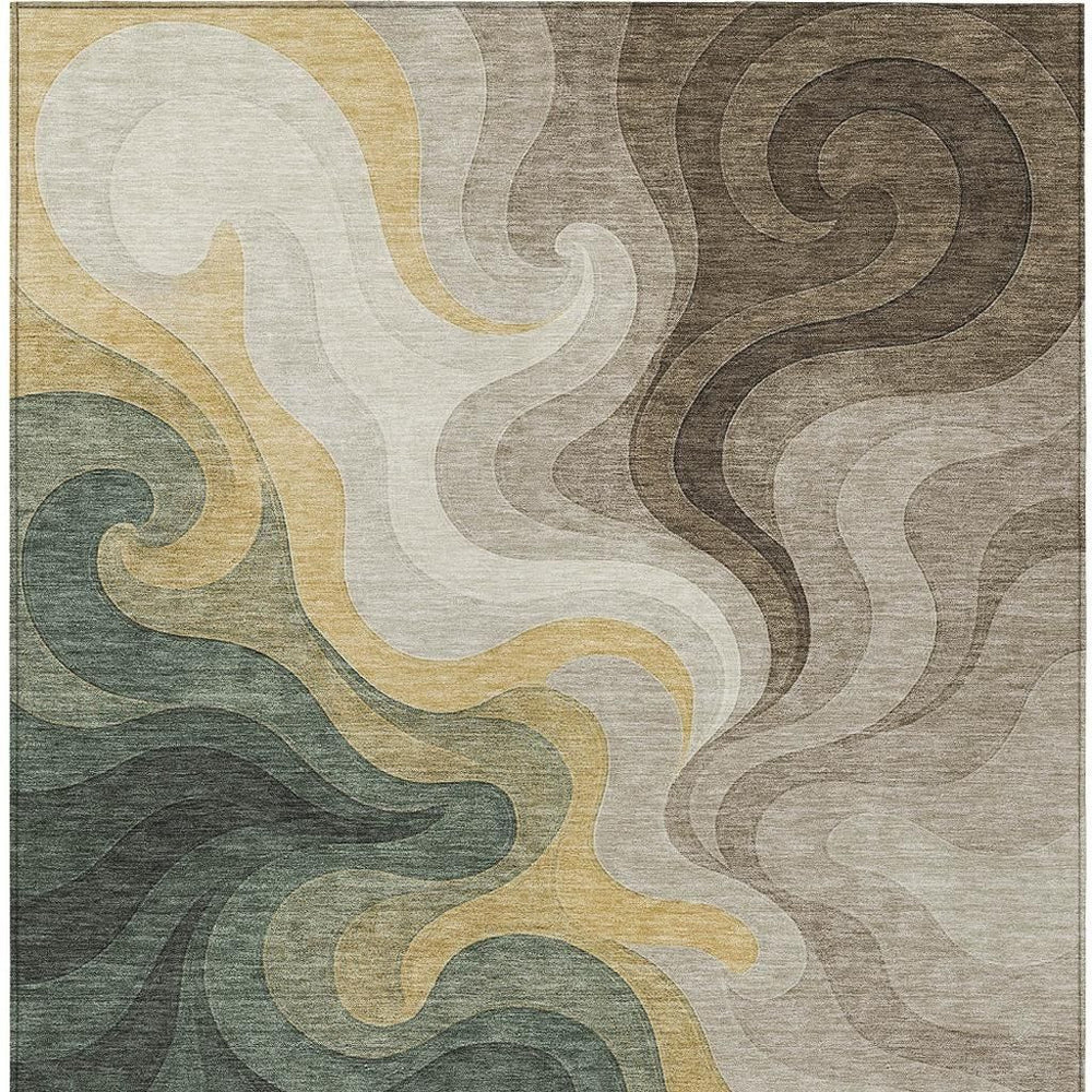 HomeRoots 10 X 14 Abstract Polyester Area Rug Washable All Weather Patio and Living Room 726130