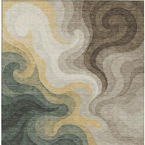 10 X 14 Abstract Polyester Area Rug Washable All Weather Patio and Living Room