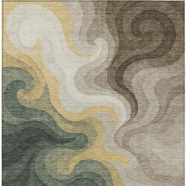 10 X 14 Abstract Polyester Area Rug Washable All Weather Patio and Living Room