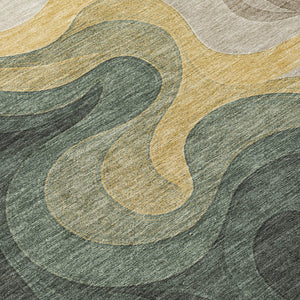 10 X 14 Abstract Polyester Area Rug Washable All Weather Patio and Living Room