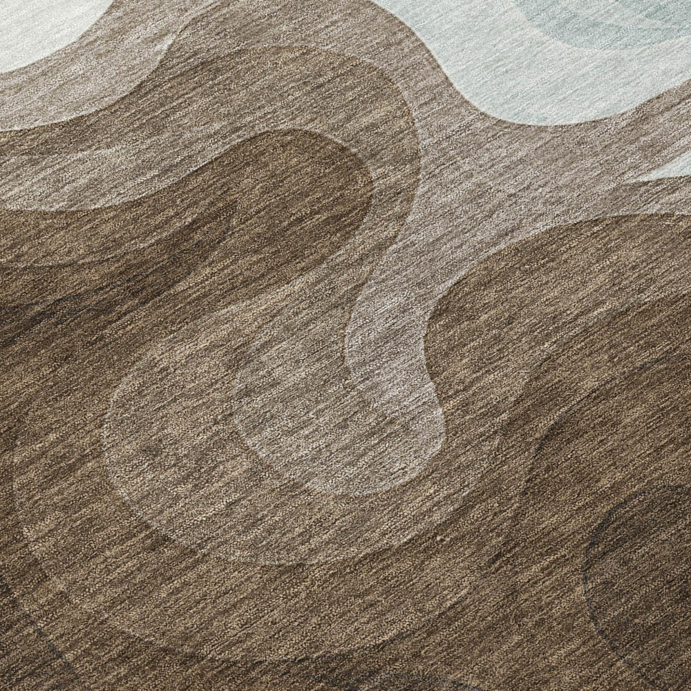 HomeRoots Abstract Washable Polyester Area Rug Low Pile Indoor Outdoor Brushstroke Design for Any Space 10' x 14' 726136
