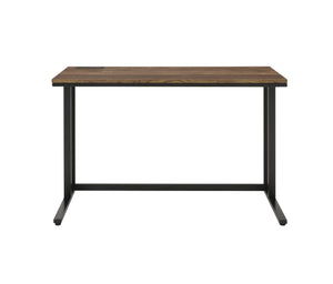 English Elm Tyrese Compact Walnut and Black Finish Writing Desk with Built-In USB Port, Open Base, Sleek Design Black,Walnut 50 L x 27 W x 6 H B2726P278570