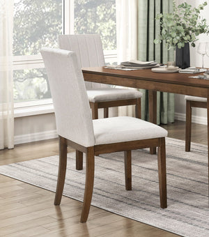 English Elm Contemporary 5pc Dining Set with Upholstered Side Chairs and Brown Wood Table, Simple Assembly B011S01413