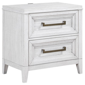 English Elm Avril Distressed White 2-Drawer Nightstand with Stepped Drawer Design, Rustic Chic Bedside Storage B062P299829