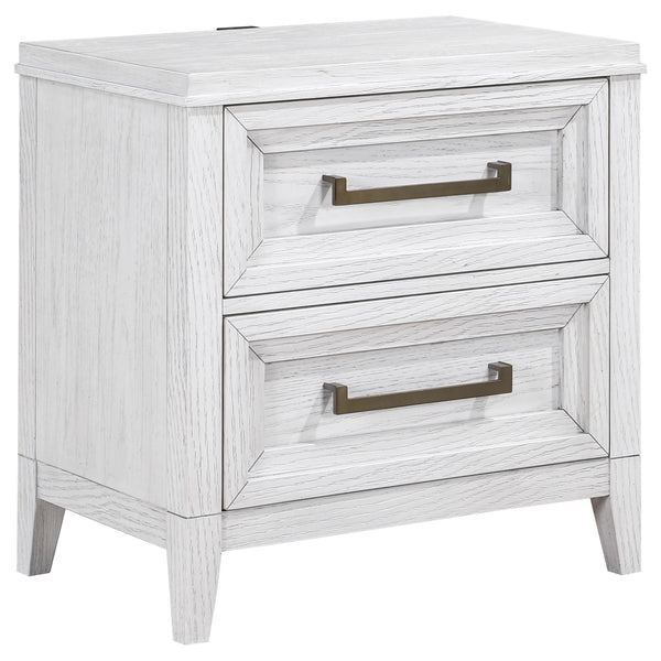 English Elm Avril Distressed White 2-Drawer Nightstand with Stepped Drawer Design, Rustic Chic Bedside Storage B062P299829