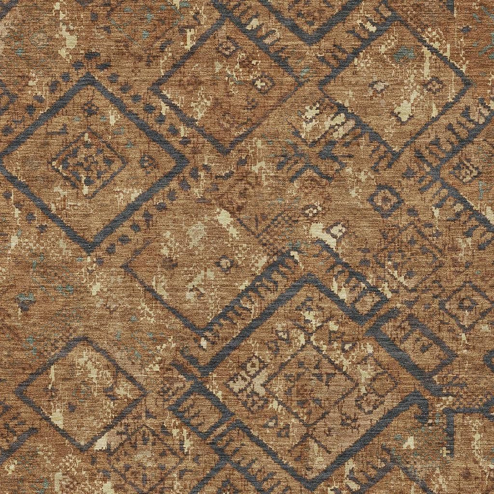 HomeRoots Geometric Polyester Area Rug Washable Indoor Outdoor Bold Pattern for Patio Living Room 5' x 8' 726222