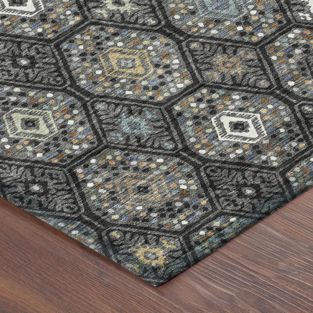 8 Foot Round Geometric Polyester Area Rug for Patio Indoor Spaces Machine Washable