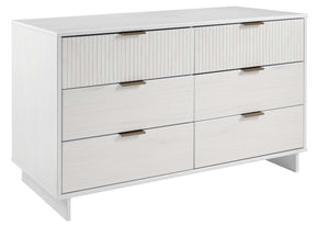 English Elm Granville 55" Dresser In White - Stylish 6-Drawer Storage With Gold Handles & Textured Design B365S00086