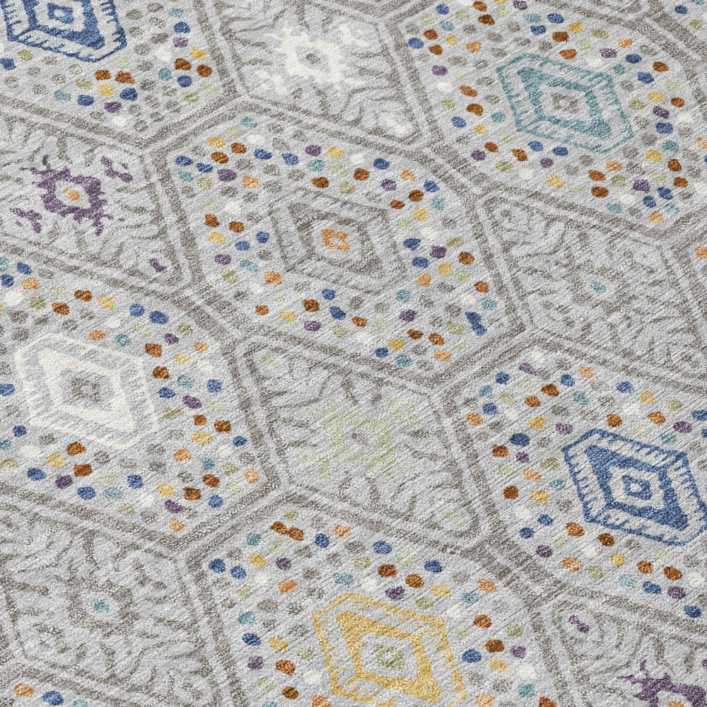 Geometric Polyester Area Rug Machine Washable Indoor Outdoor Low Pile Patio Living Room