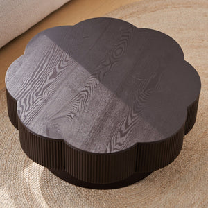 English Elm 31.50"modern Plum Blossom Coffee Table Dark Wood Veneer Storage Living Room Accent W757P357556