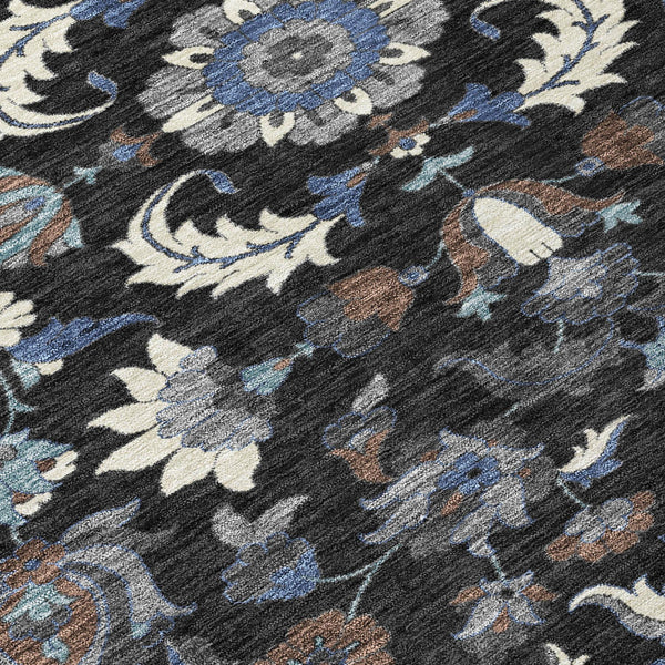 8x10 Floral Medallion Washable Polyester Area Rug for Indoor Outdoor Living Spaces
