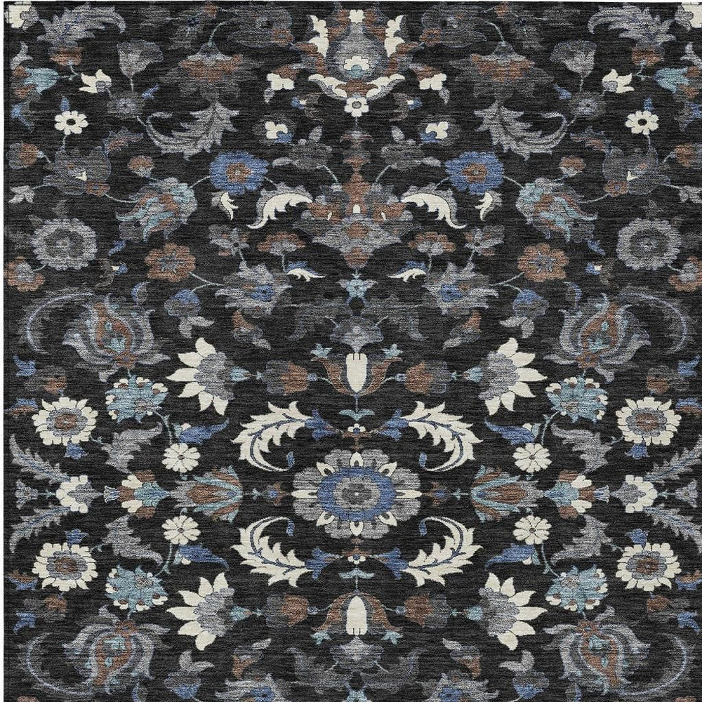 9x12 Floral Medallion Polyester Area Rug Washable Indoor Outdoor Patio Living Room