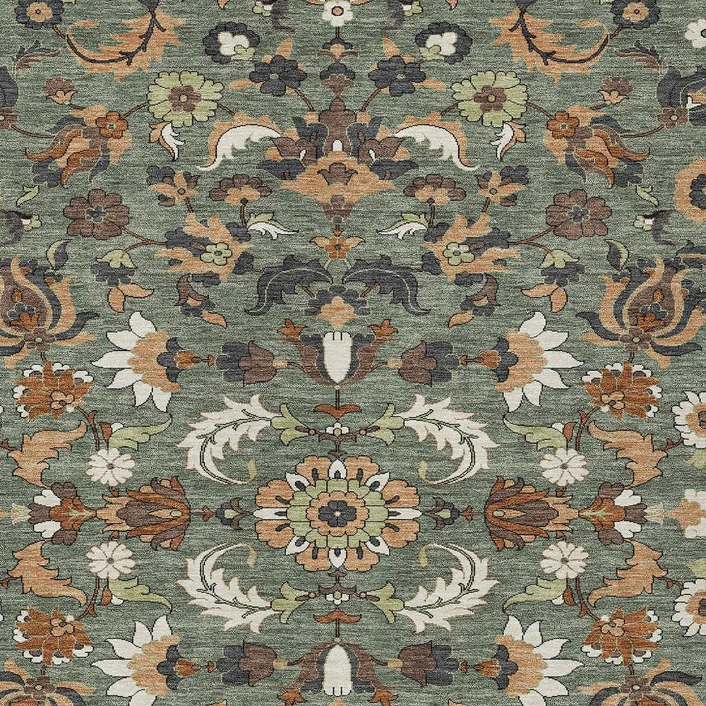 HomeRoots Floral Medallion Washable Polyester Area Rug for Indoor Outdoor Patio or Living Room Use 10' x 14' 726346