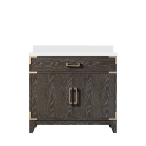 English Elm Brown Oak Single Bath Vanity With Cultured Marble Top - 36" W, Elegant Design & Ample Storage B2731P259776