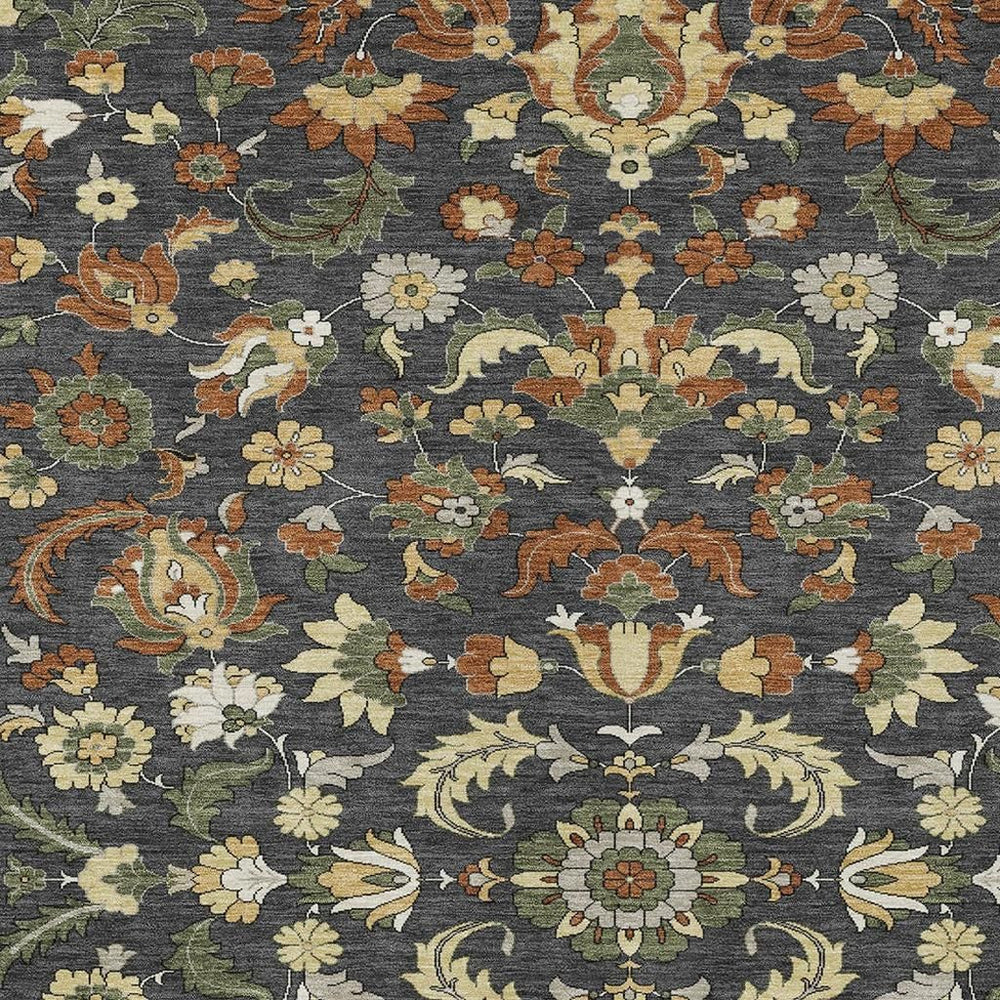 HomeRoots Floral Medallion Polyester Area Rug Washable Stain Resistant for Indoor Outdoor Spaces 8' x 10' 726350