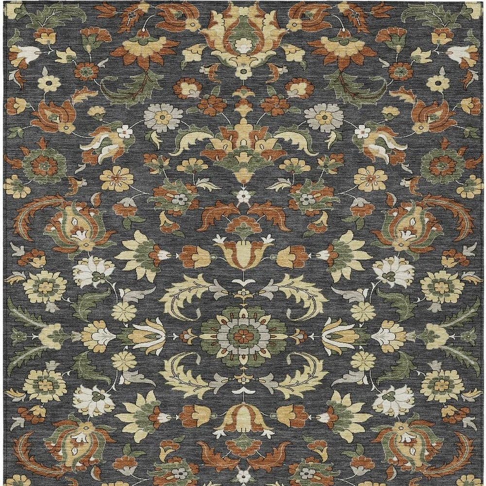 HomeRoots Floral Medallion Polyester Area Rug Washable Stain Resistant for Indoor Outdoor Spaces 8' x 10' 726350