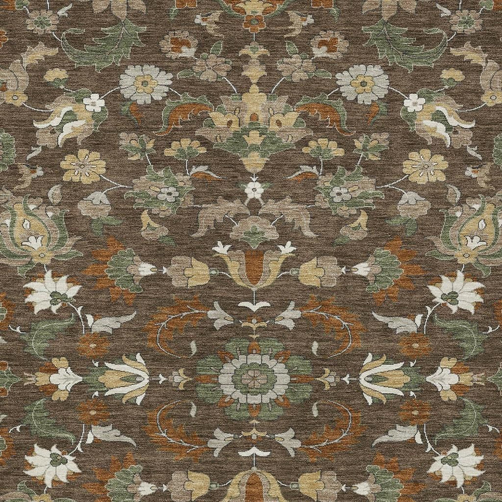 HomeRoots Floral Medallion Washable Polyester Area Rug for Indoor Outdoor Low Pile Modern Decor 5' x 8' 726354