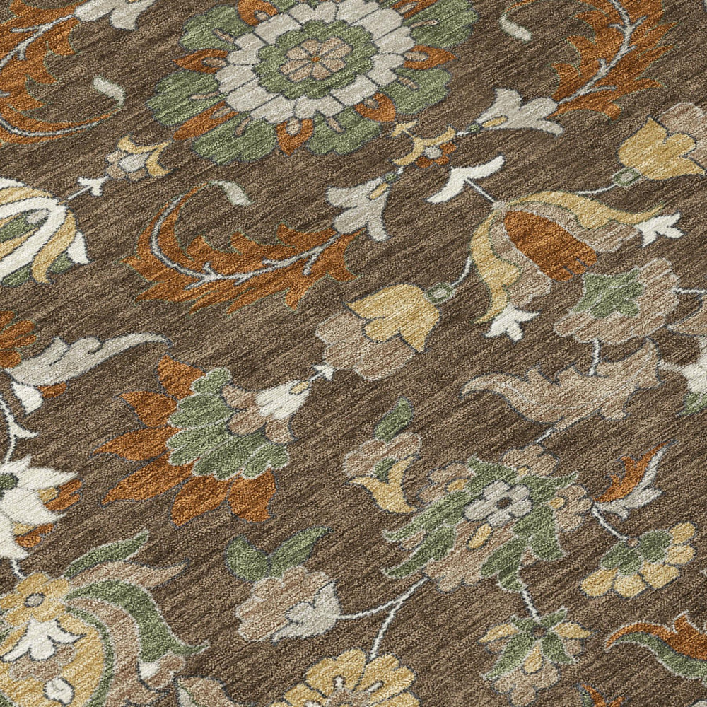 8 Ft Round Floral Medallion Polyester Area Rug Washable for Indoor Outdoor Use