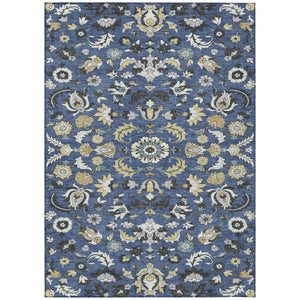 Floral Medallion Polyester Area Rug Washable Indoor Outdoor Low Pile Patio Decor