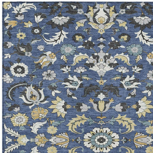 Floral Medallion Polyester Area Rug Washable Indoor Outdoor Low Pile Patio Decor