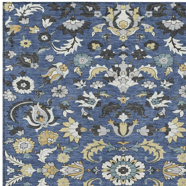 Floral Medallion Polyester Area Rug Washable Indoor Outdoor Low Pile Patio Decor
