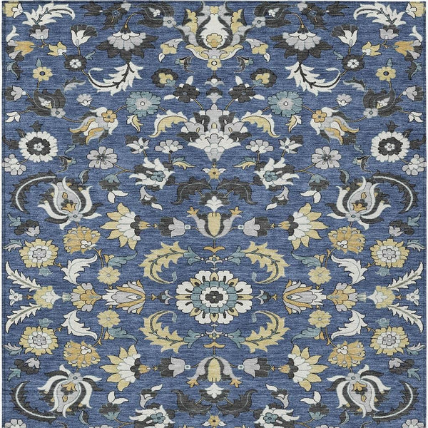 Floral Medallion Polyester Area Rug Washable Indoor Outdoor Low Pile Patio Decor