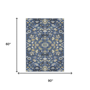 Floral Medallion Polyester Area Rug Washable Indoor Outdoor Low Pile Patio Decor