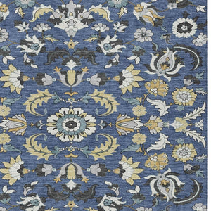 Floral Medallion Polyester Area Rug Washable Indoor Outdoor Low Pile Patio Decor
