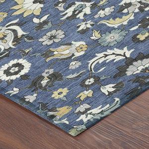 Floral Medallion Polyester Area Rug Washable Indoor Outdoor Low Pile Patio Decor