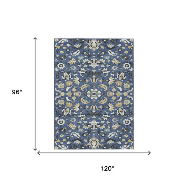 Floral Medallion Polyester Area Rug Washable Indoor Outdoor Low Pile Patio Decor
