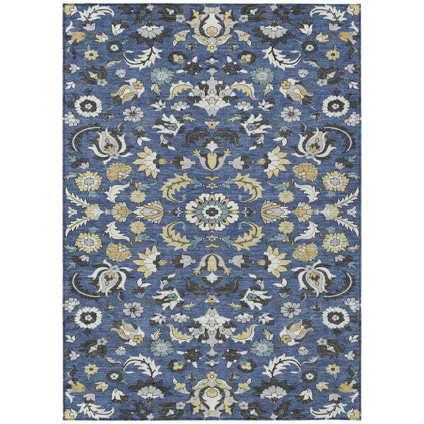 Floral Medallion Polyester Area Rug Washable Indoor Outdoor Low Pile Patio Decor