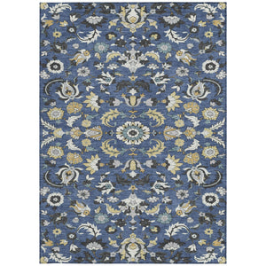 Floral Medallion Polyester Area Rug Washable Indoor Outdoor Low Pile Patio Decor