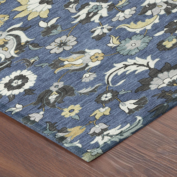 Floral Medallion Polyester Area Rug Washable Indoor Outdoor Low Pile Patio Decor