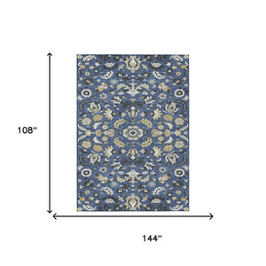 Floral Medallion Polyester Area Rug Washable Indoor Outdoor Low Pile Patio Decor