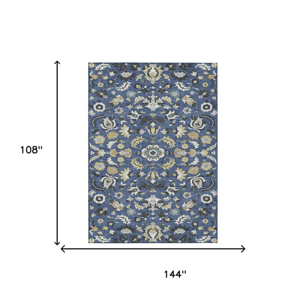 Floral Medallion Polyester Area Rug Washable Indoor Outdoor Low Pile Patio Decor