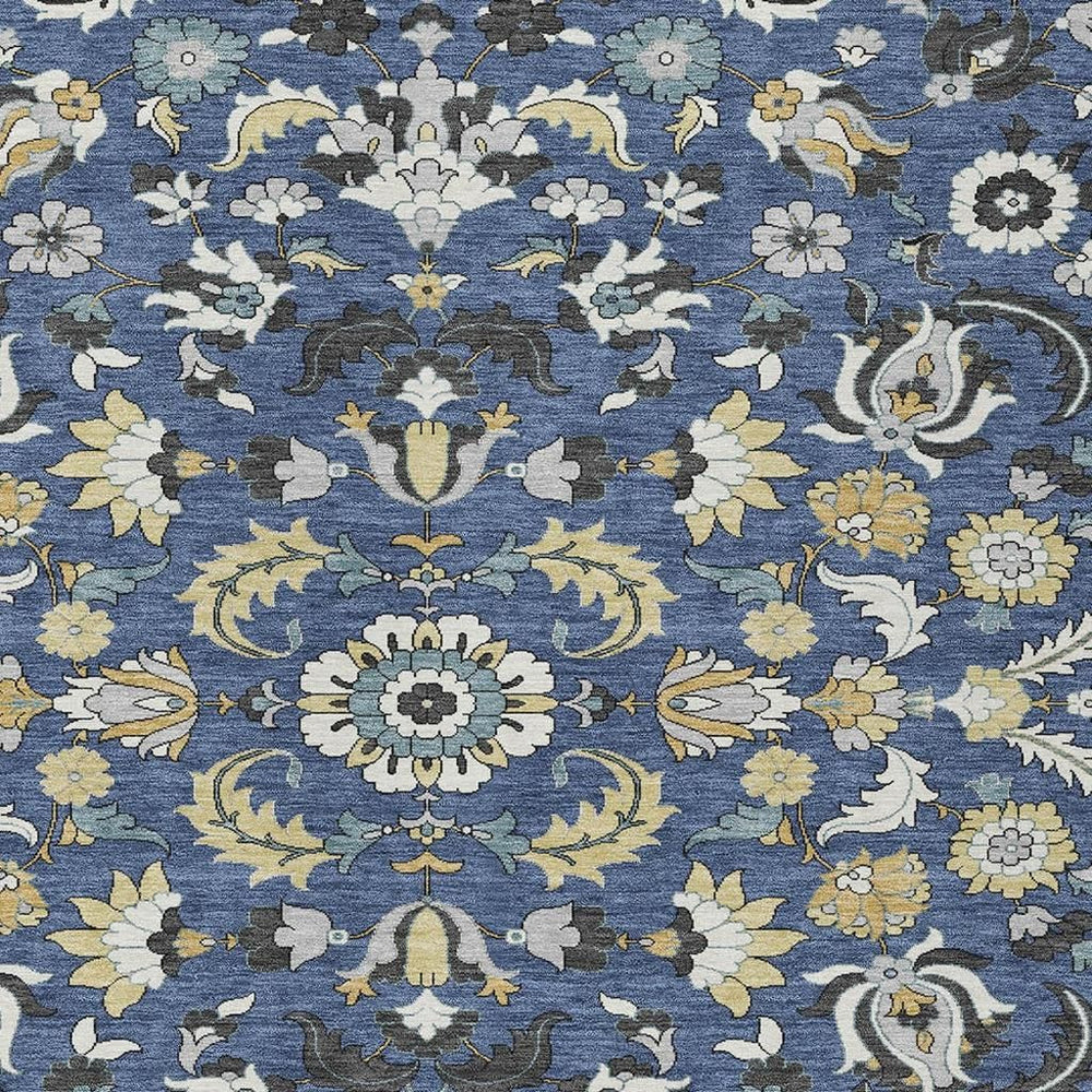 HomeRoots Floral Medallion Polyester Area Rug Washable Indoor Outdoor Low Pile Patio Decor 10' x 14' 726370