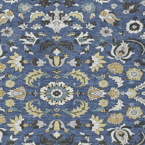 HomeRoots Floral Medallion Polyester Area Rug Washable Indoor Outdoor Low Pile Patio Decor 10' x 14' 726370